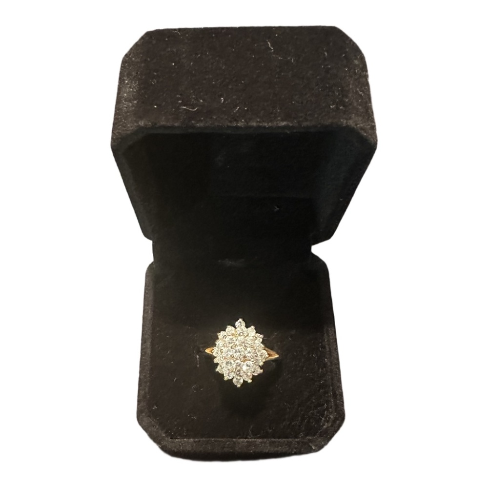 Gold Tone Ring Costume Jewelry Clear Rhinestones